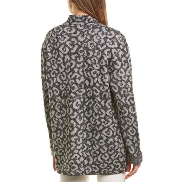 NWT Michael Stars Jacquard Leopard Open Cardigan - Picture 2 of 6